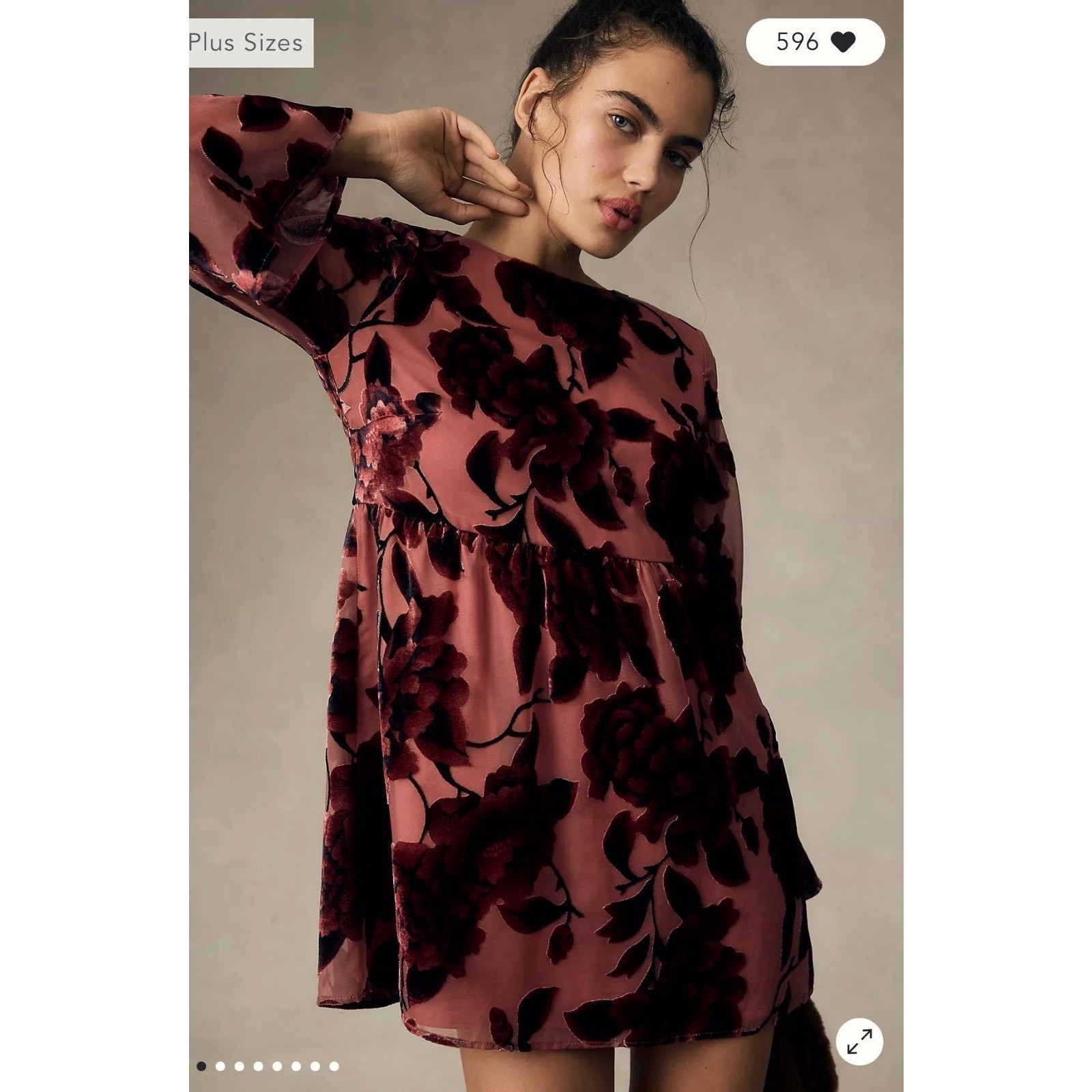 NWT❤️HUTCH LONG-SLEEVE VELVET MINI DRESS szXL