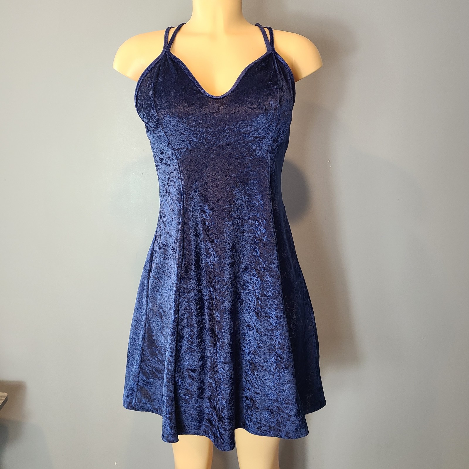 Vtg 90s Mini Slip Dress Crushed Velvet Petra Whimsigoth Fairy Grunge Sz Medium