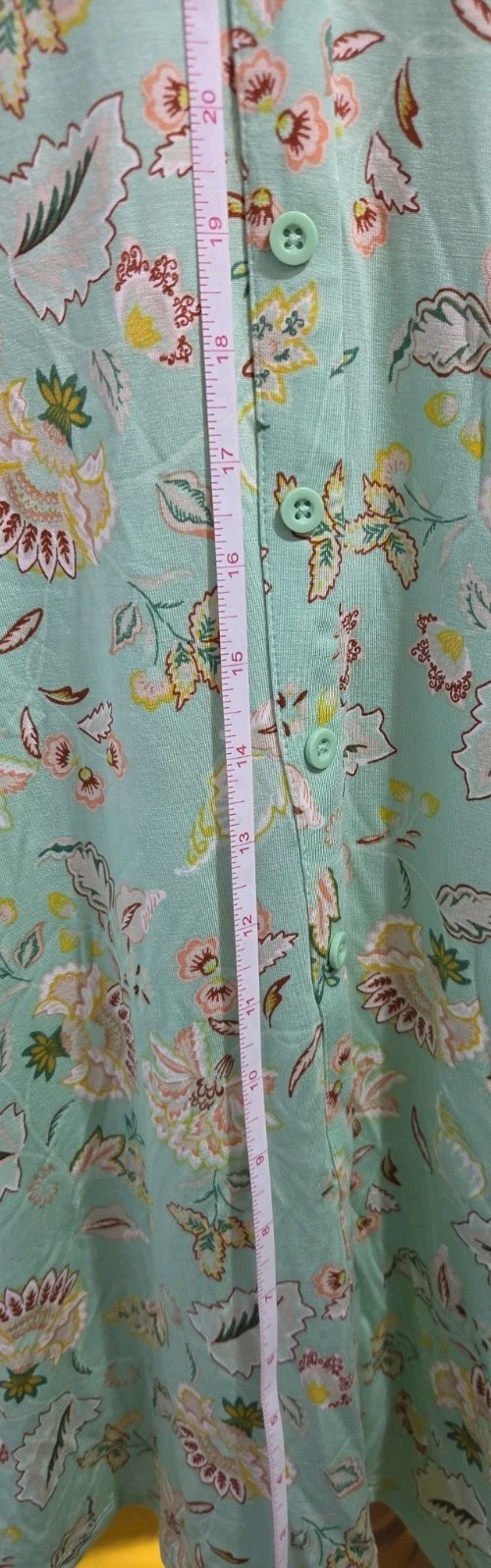 Torrid Midi Super Soft Button-Front W/ Pockets Green Floral Skater Dress 5 XL