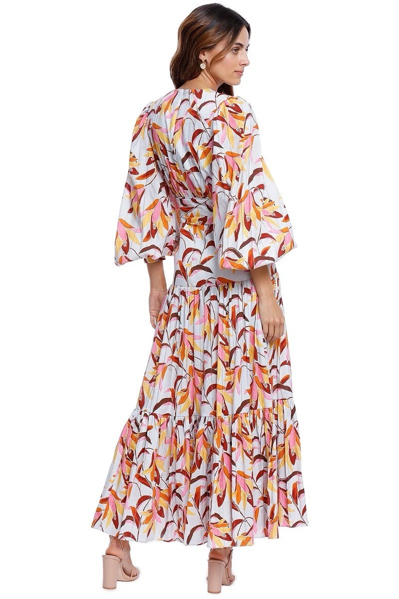 Acler Atlantic Maxi Dress Size 6 AU / 2 US Long Sleeve Belt Multicolour Floral