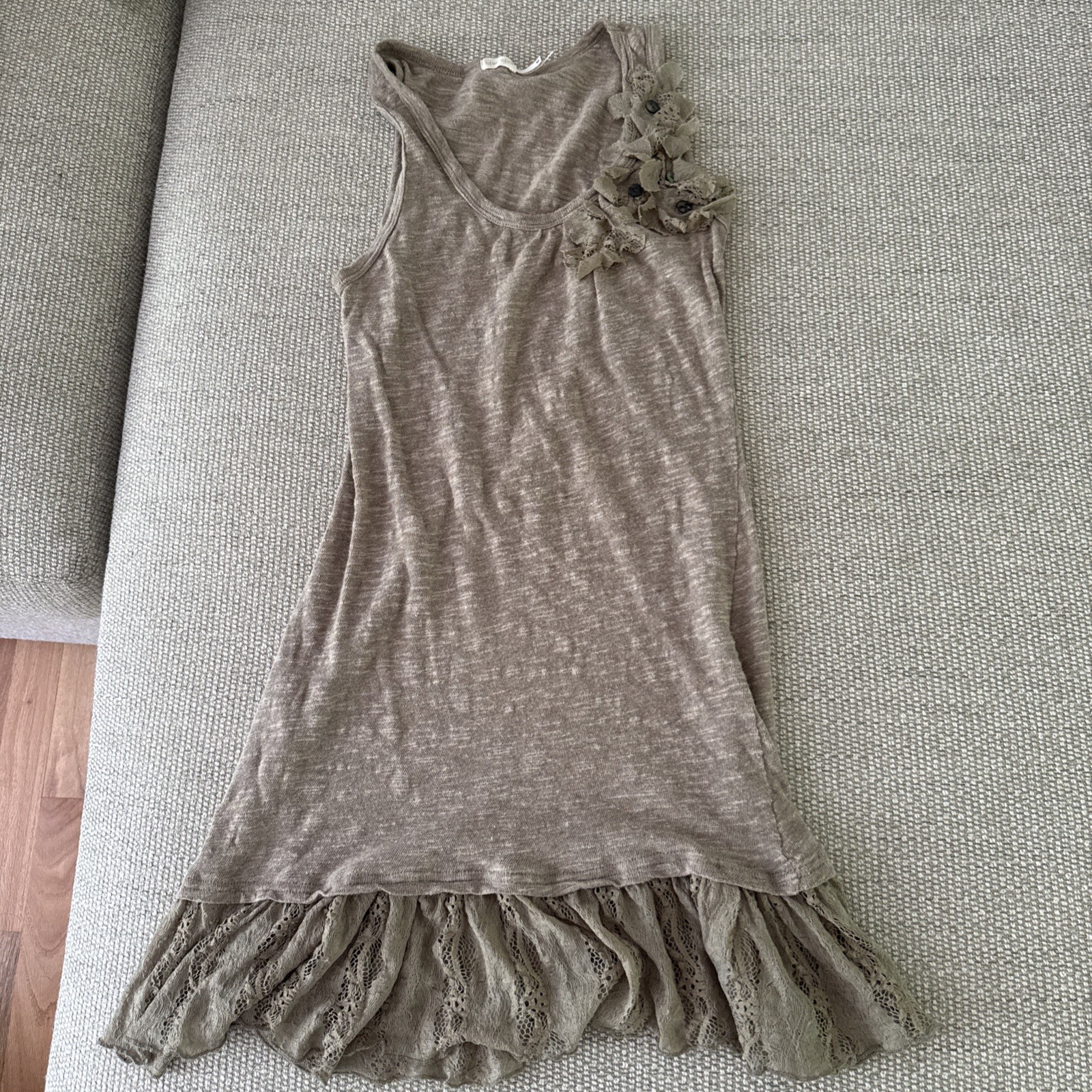 Anthropologie Blue Bird Women’s Tank Dress Gauze Brown Boho