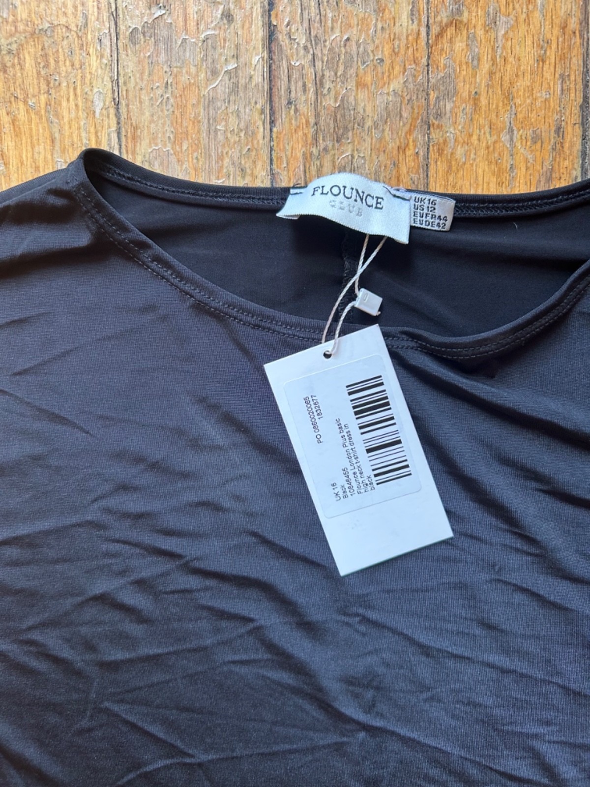 Flounce Club London Plus Basic High Neck T-Shirt Dress Black US12