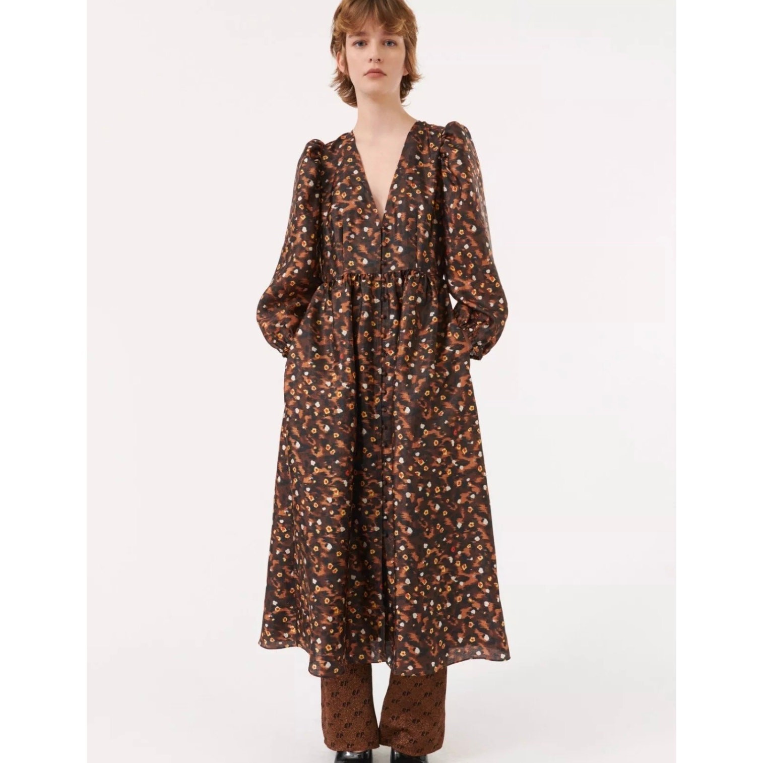 Baum Und Pferdgarten Asana Midi Dress in Cheetah Garden Floral EU 42 US 12 NWOT