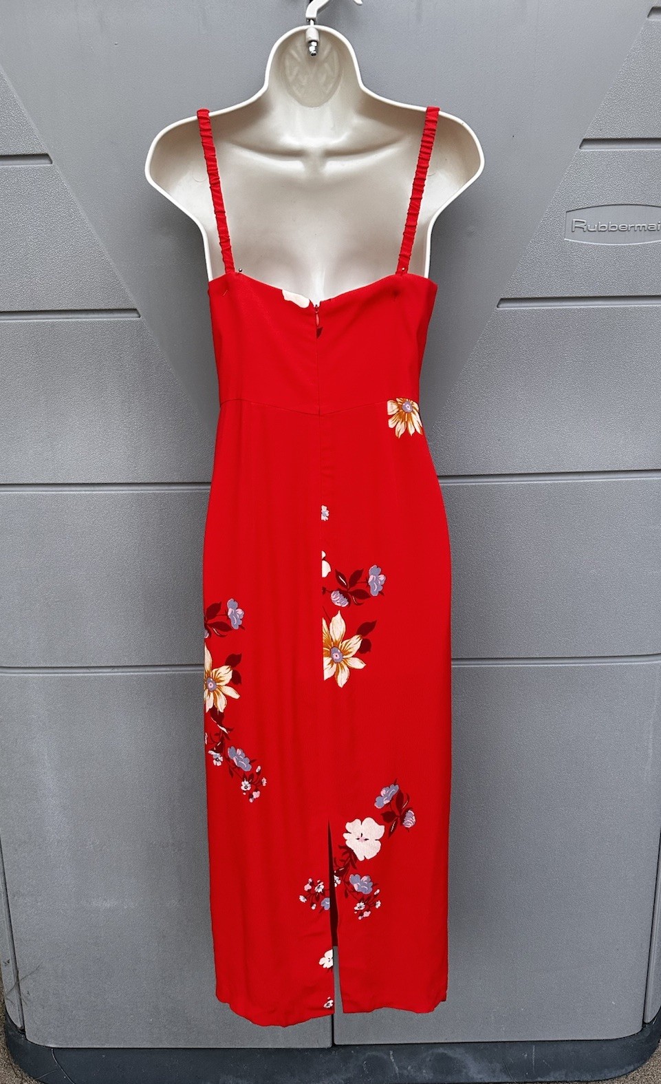 Capulet Red Floral Midi Dress Button Front Slip Dress S Small Summer Resort Euro
