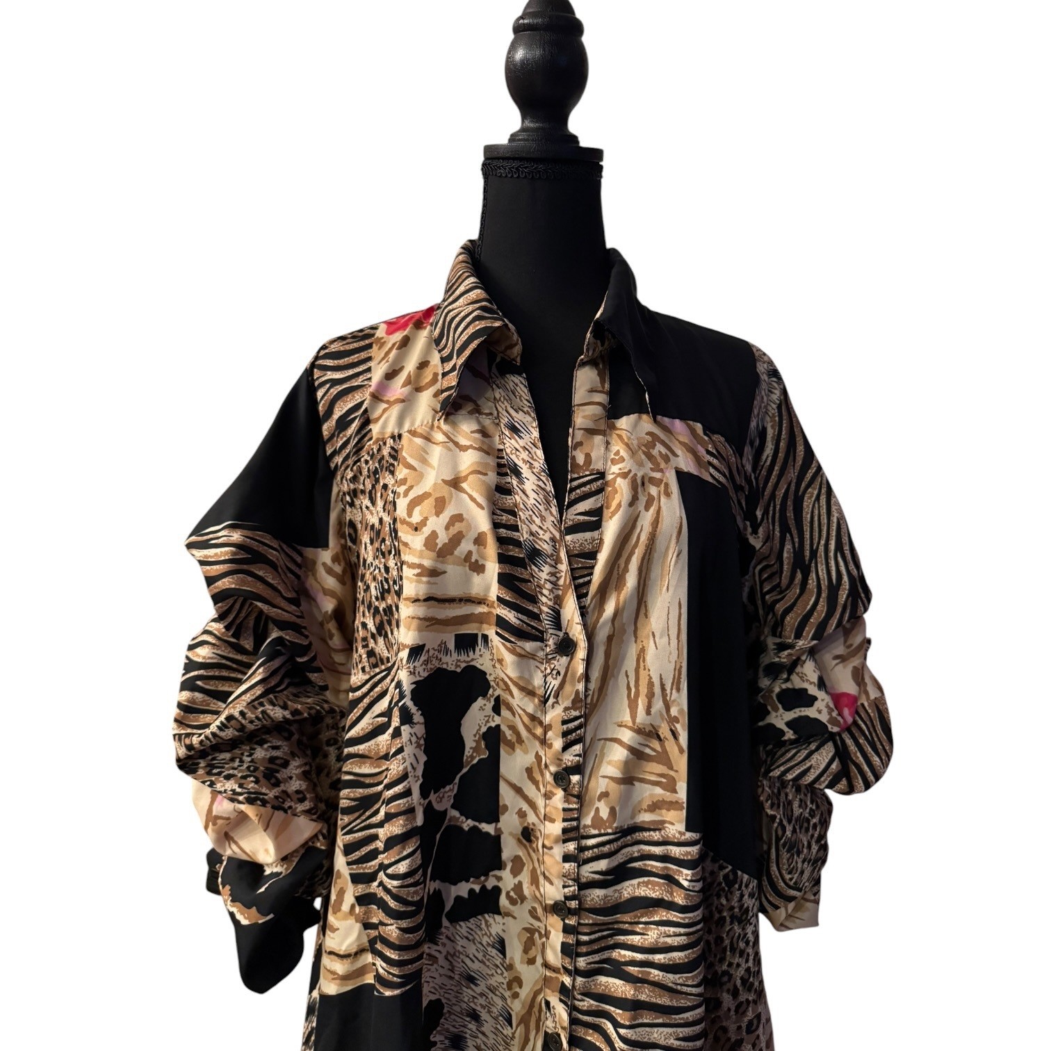 Step In Style 3X Animal Print Button-Up Dress