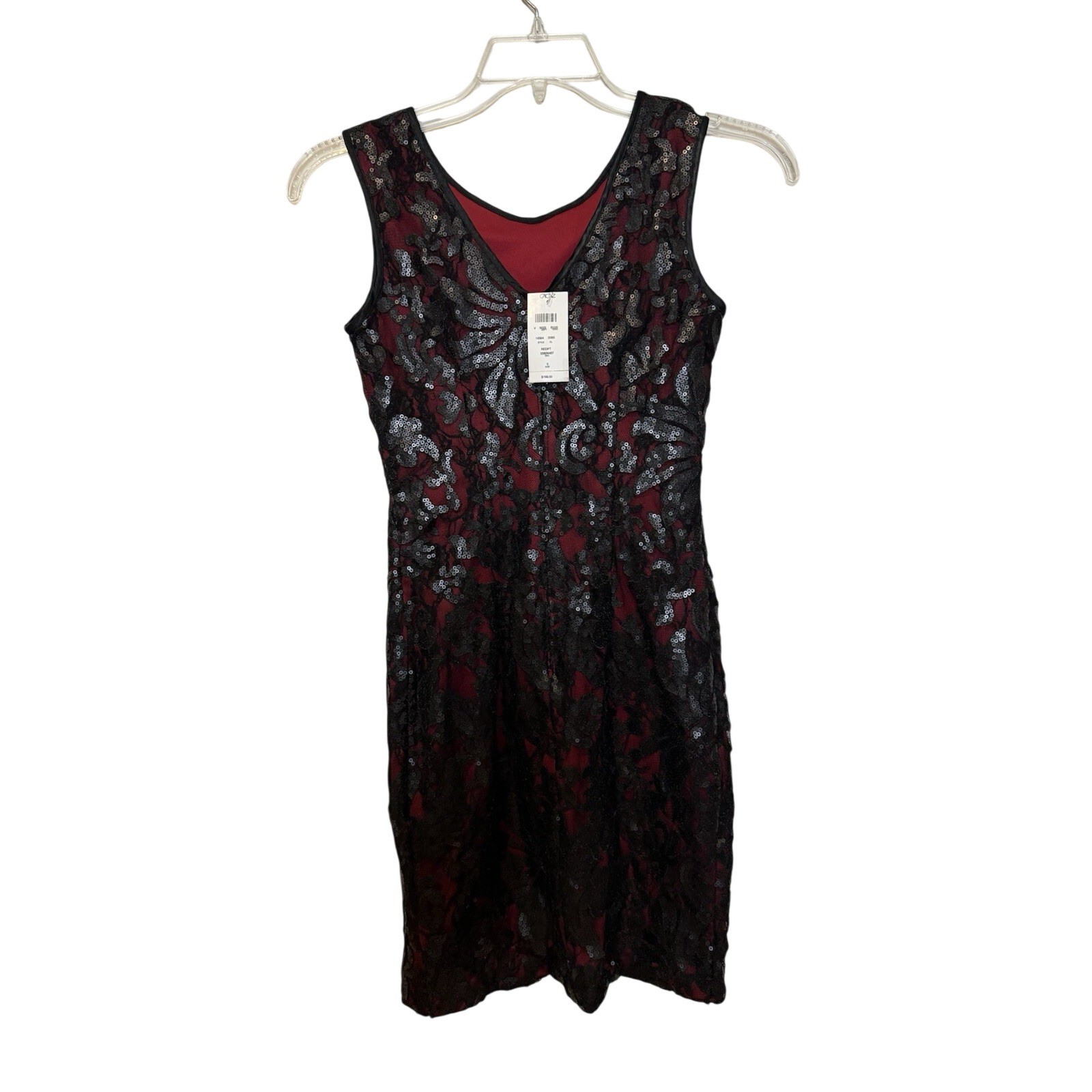 NWT Cache Size 0 Dark Romantic Glam Party Dress Red Black Mesh & Sequins