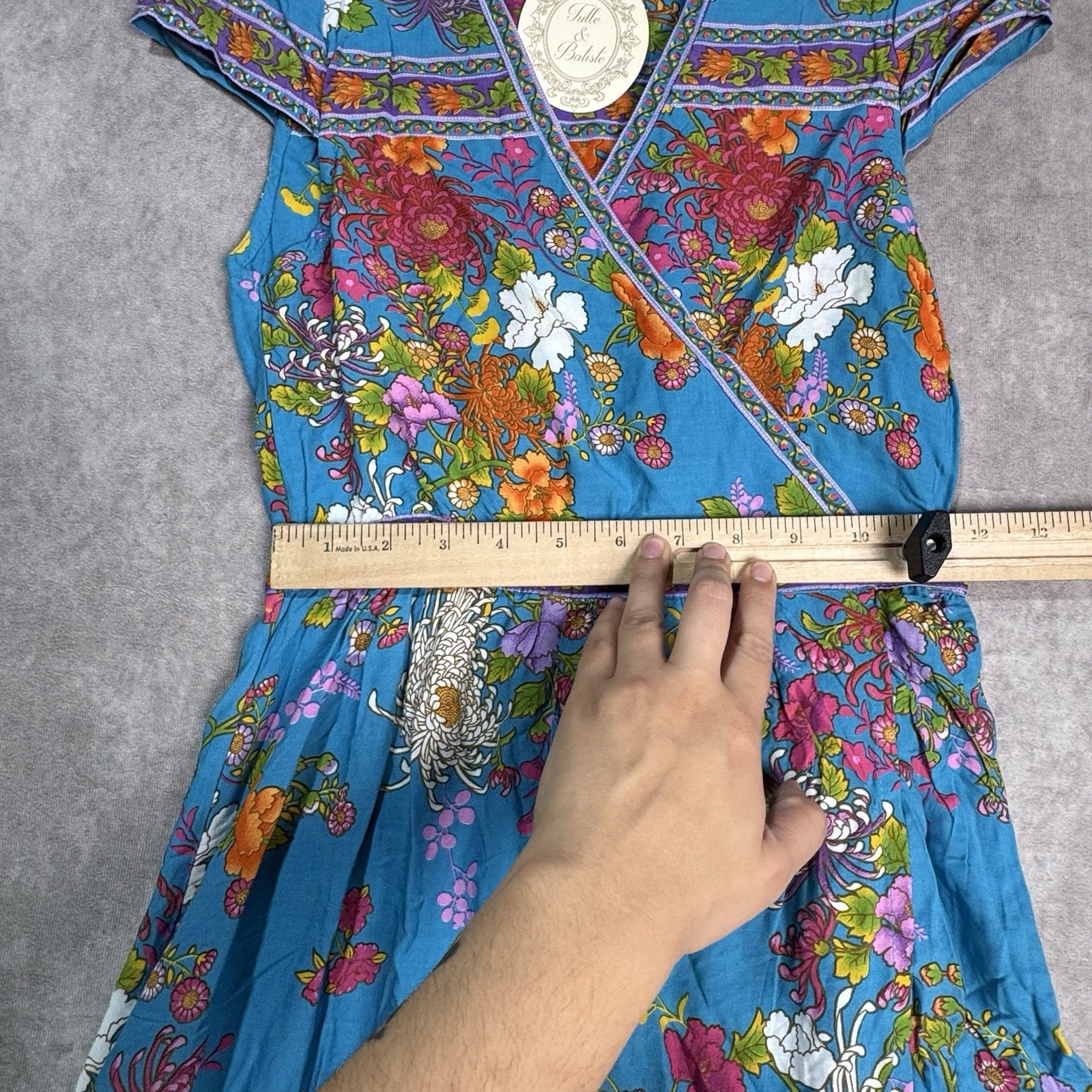 NWT Tulle & Batiste LOLA WRAP MAXI DRESS BLUE JEWEL Size XS Fairy Boho Floral