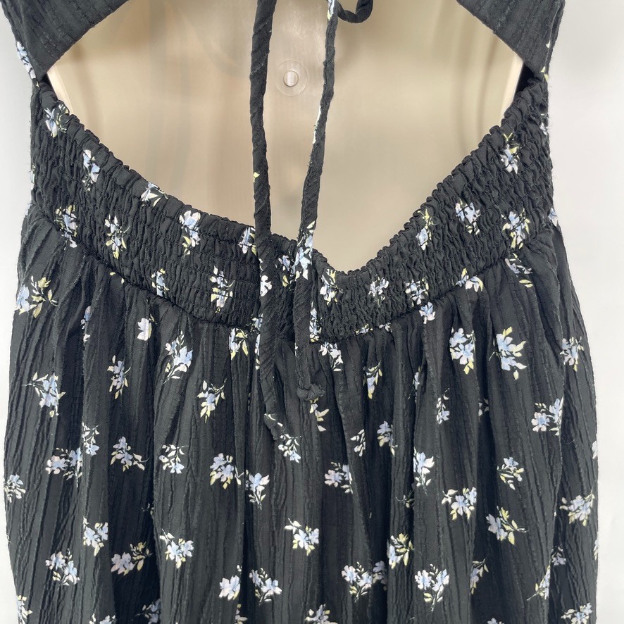 American Eagle Black Floral Open Back Corset Maxi Dress M Cottagecore Whimsigoth