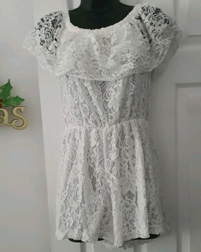 Ladies Summer Holiday Mini Lace Jumpsuit Beachwear Short Sundress UK 8