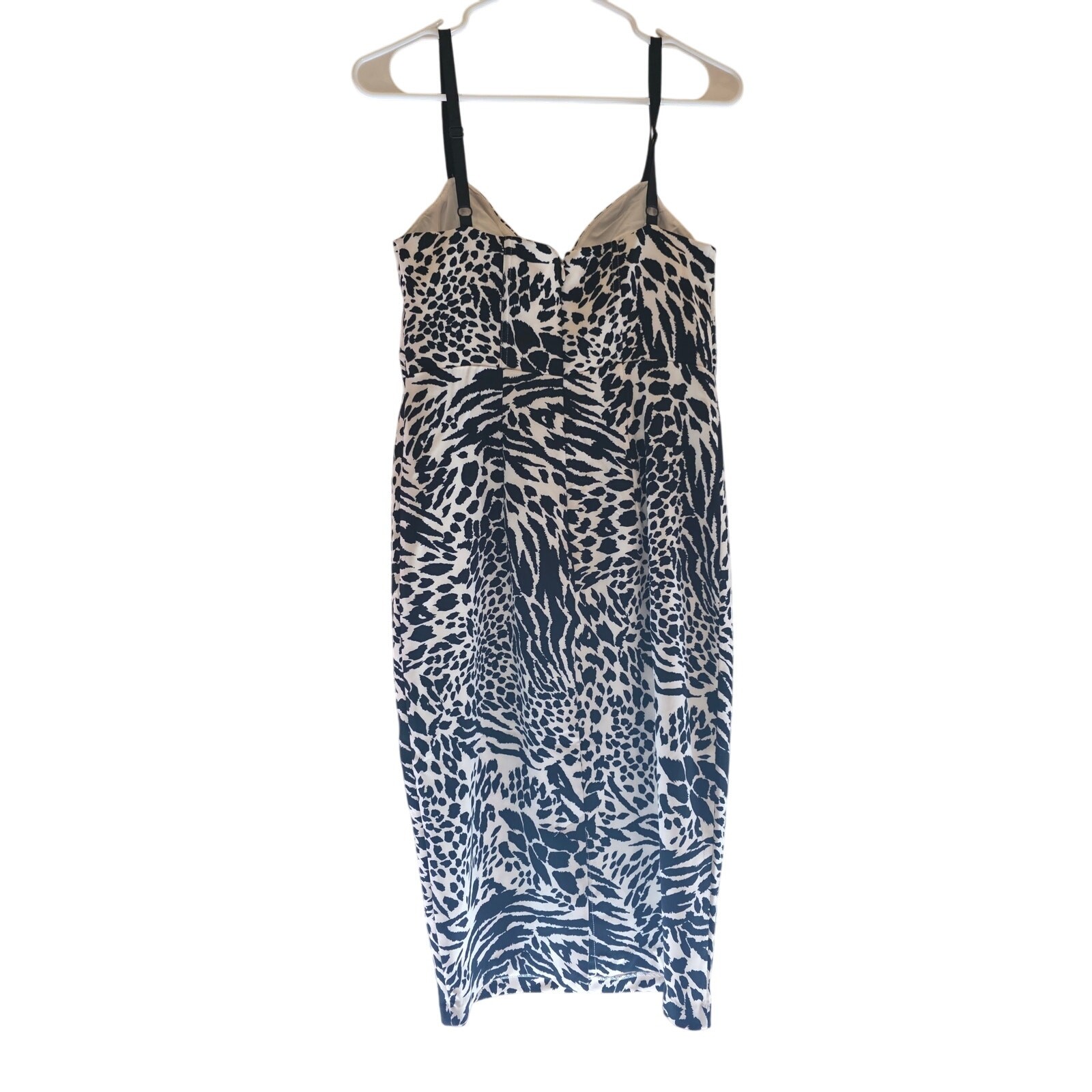 Sergio Hudson Target Midi Dress S Womens Black White Back Zip V Neck