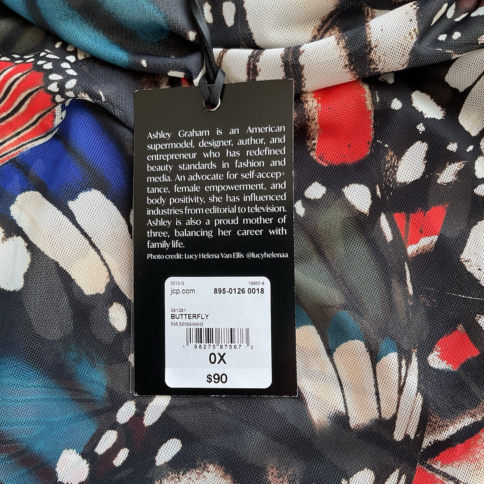 NWT ($90) ASHLEY GRAHAM Sz 0X Butterfly AOP Bodycon Semi-Sheer Lined Maxi Dress