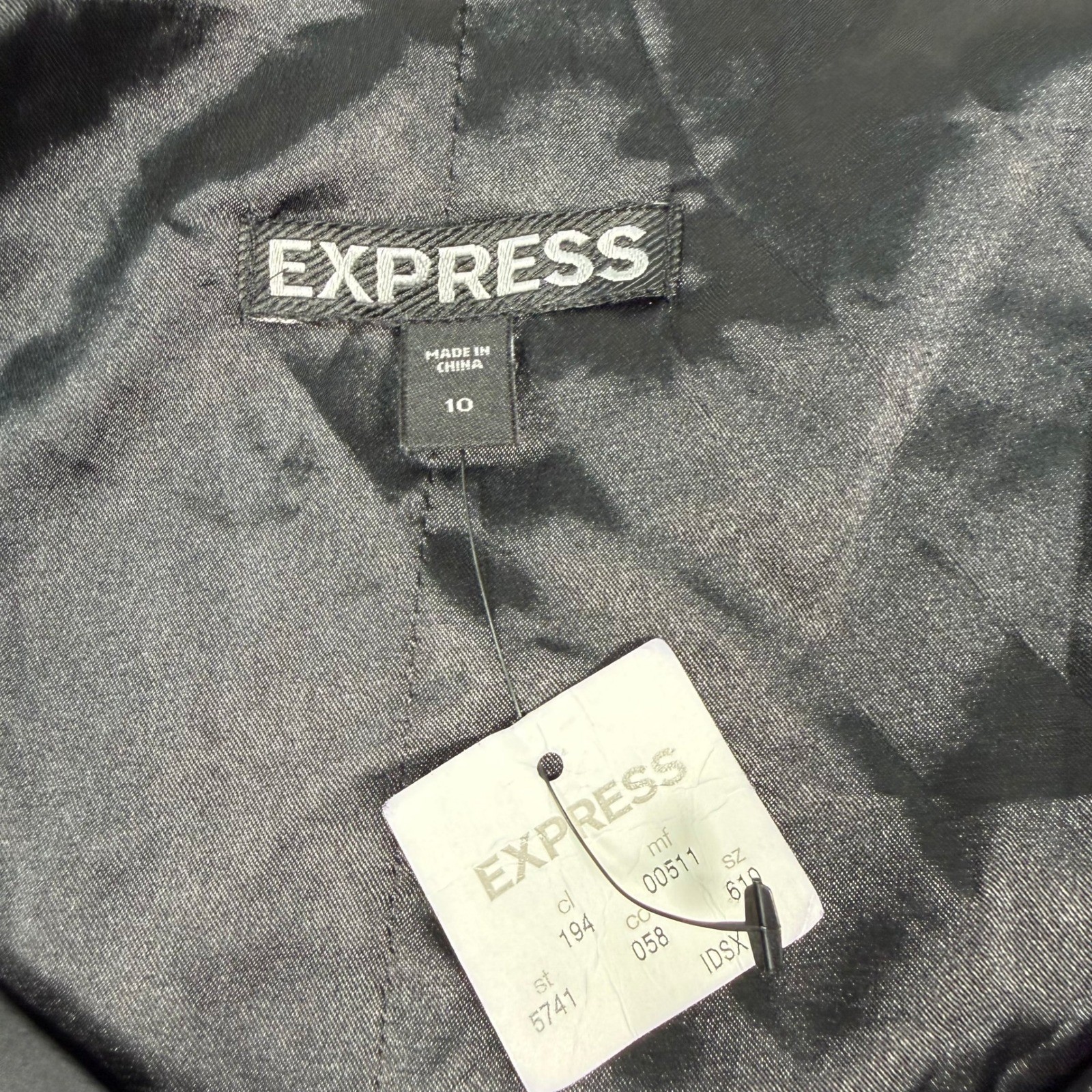 NWD Express Ruched Mini Dress Sz 10 Black Satin Faux Wrap V-Neck Party Cocktail