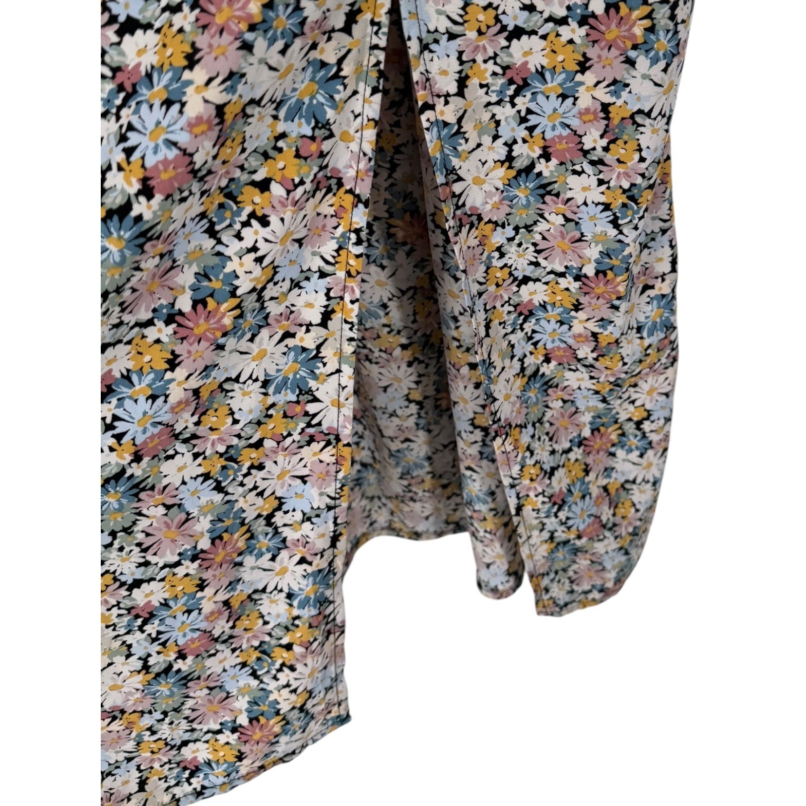 Abercrombie & Fitch Cinched Tie Front Floral Midi Dress Size XL Cottagecore Boho