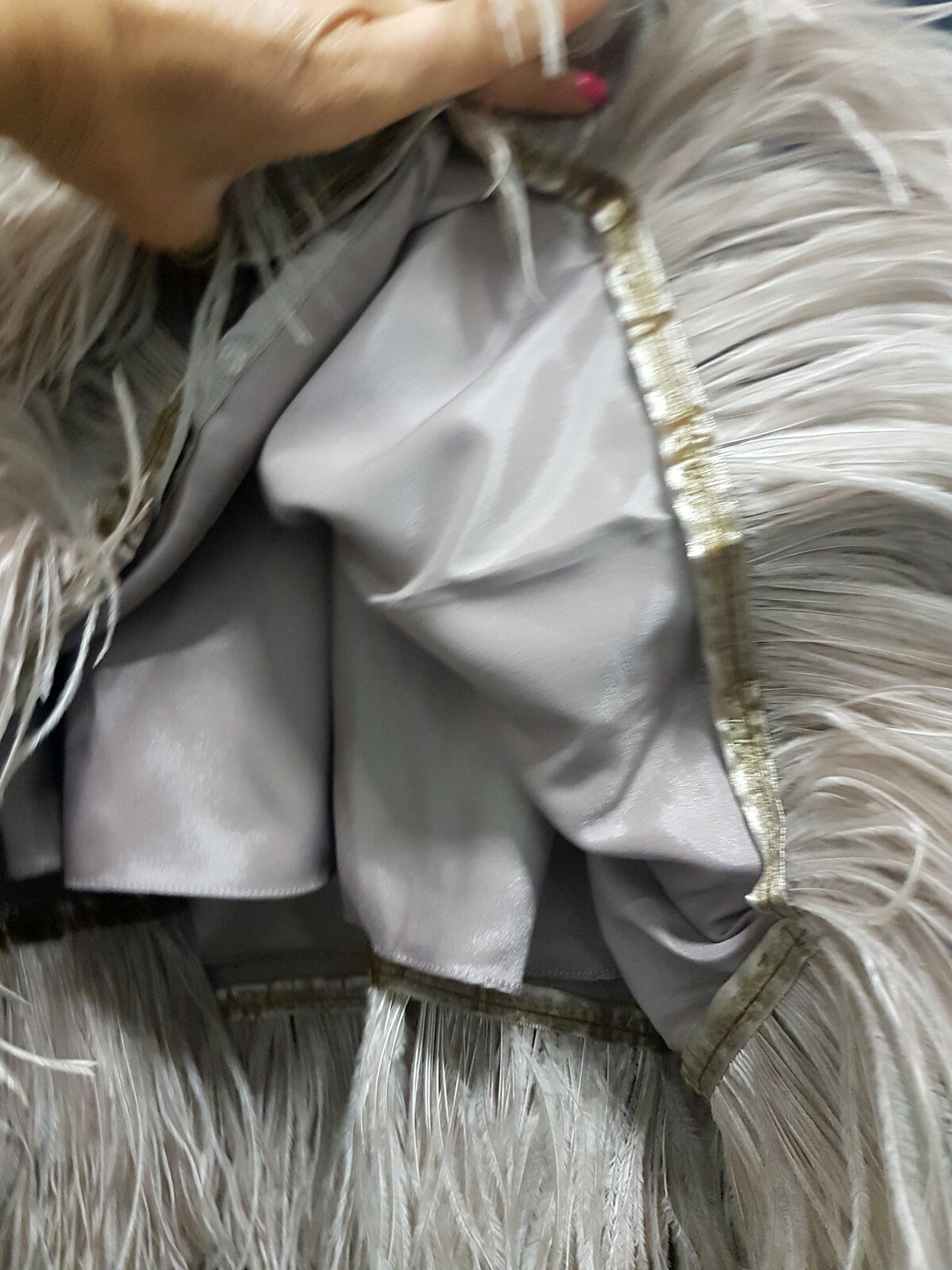 NWT Smoky Grey Strapless Detachable Ostrich Feather Cocktail Dress Size 8 Dolina