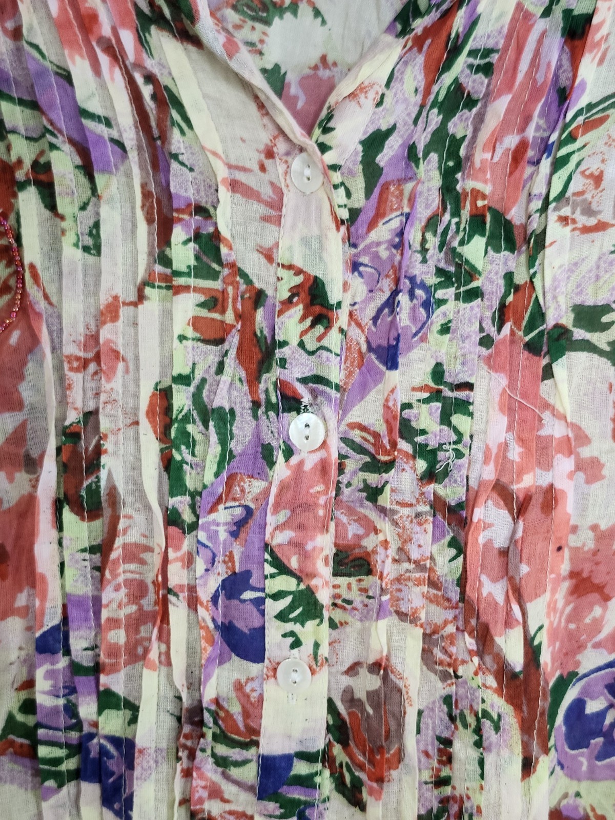 Bottega Positano Floral Dress Button Lightweight Cotton XXL Flaw