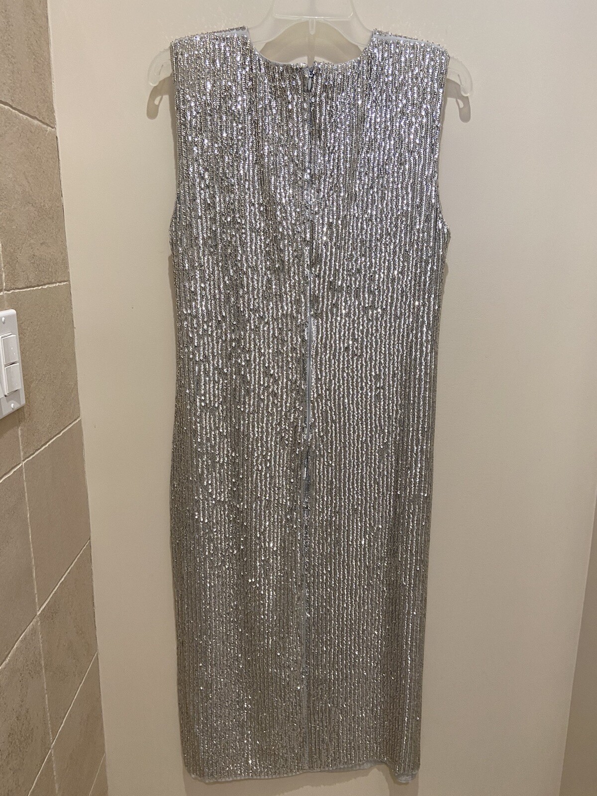 H&M PREMIUM QUALITY Thick Silver Beaded Embellished Sequin Dress Size 4 NWT