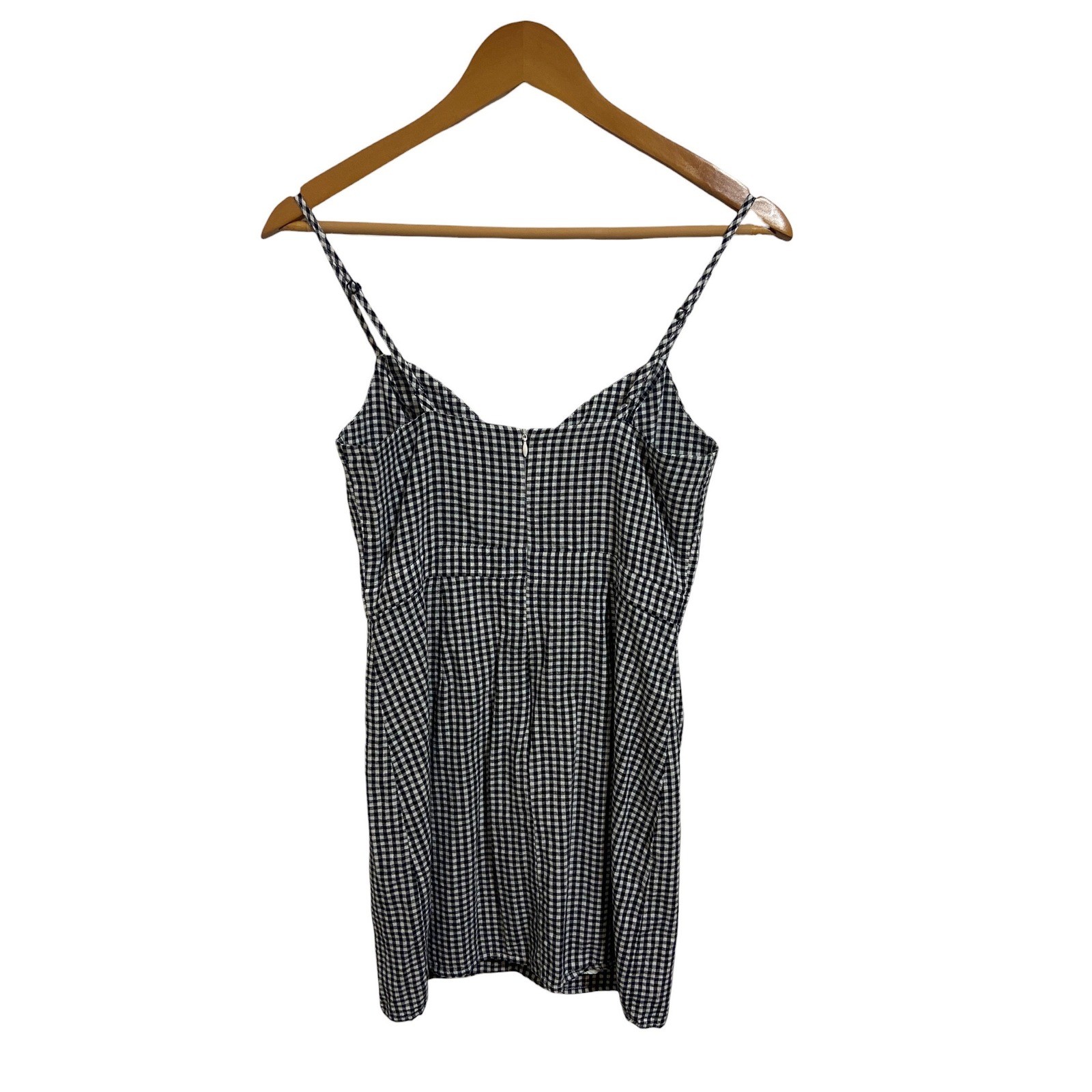 Lulus Gingham Mini Dress Black White Checkered Tie Front Fit Flare Coquette S