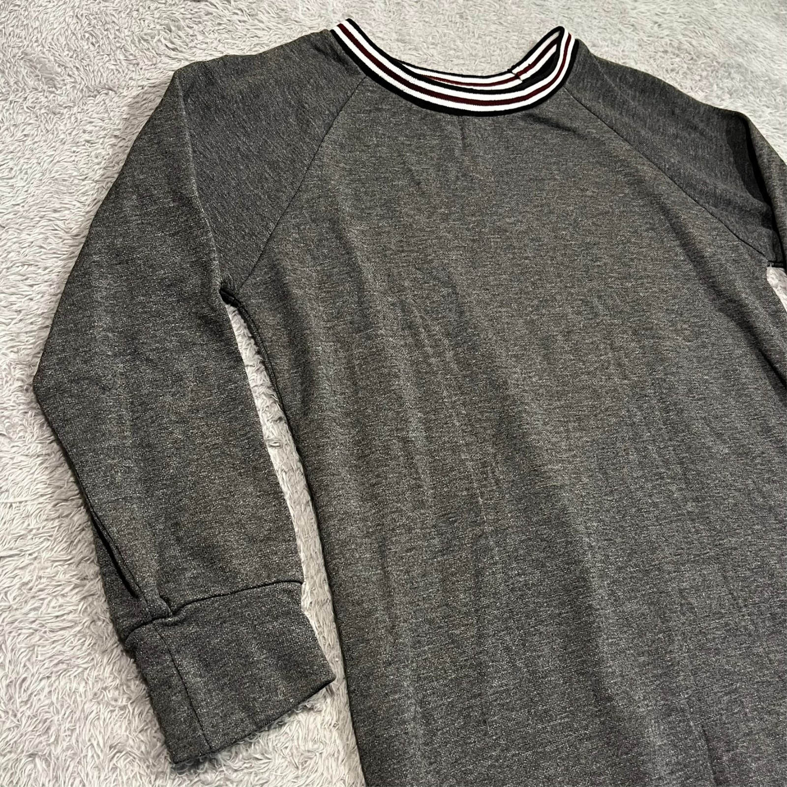 Cherish Sweater Dress Gray Long Raglan Sleeve Crew Neck Cozy USA Women’s Small