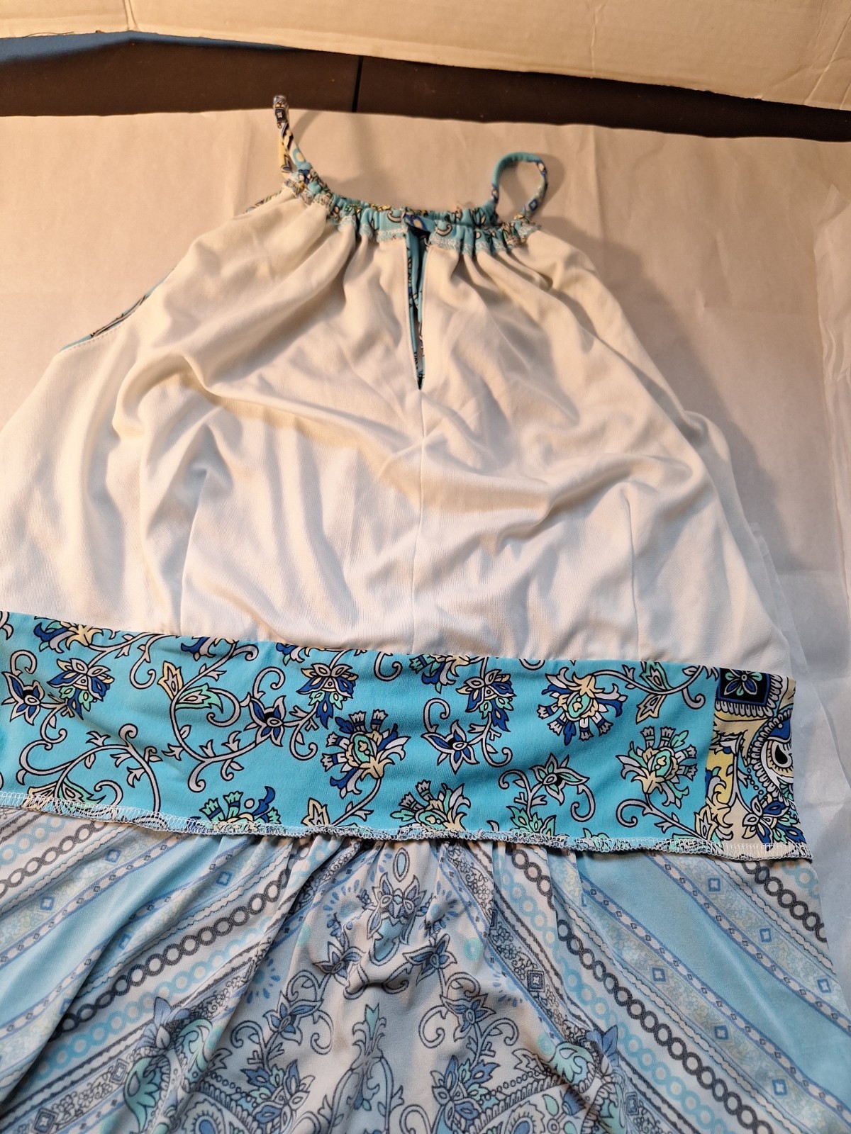 DB (Dress Barn)Turquoise and Black Geometric Pattern Size 16 Maxi Dress S/Less