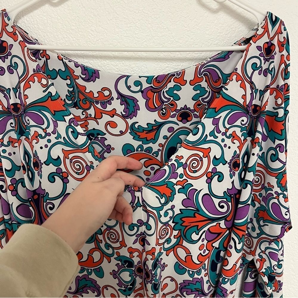 Laundry by Design Womens 12 Psychedelic Paisley Ruched Sheath Dress Multi Color