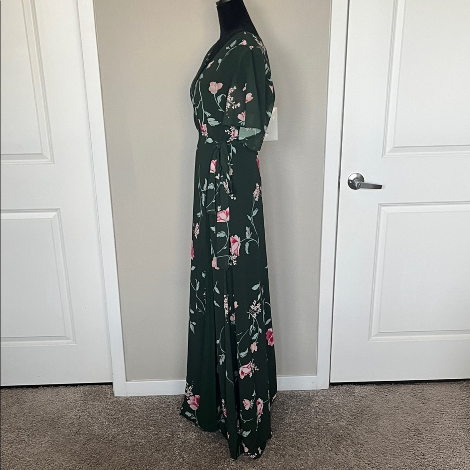 Privacy Please – Dark Green Floral Maxi Dress