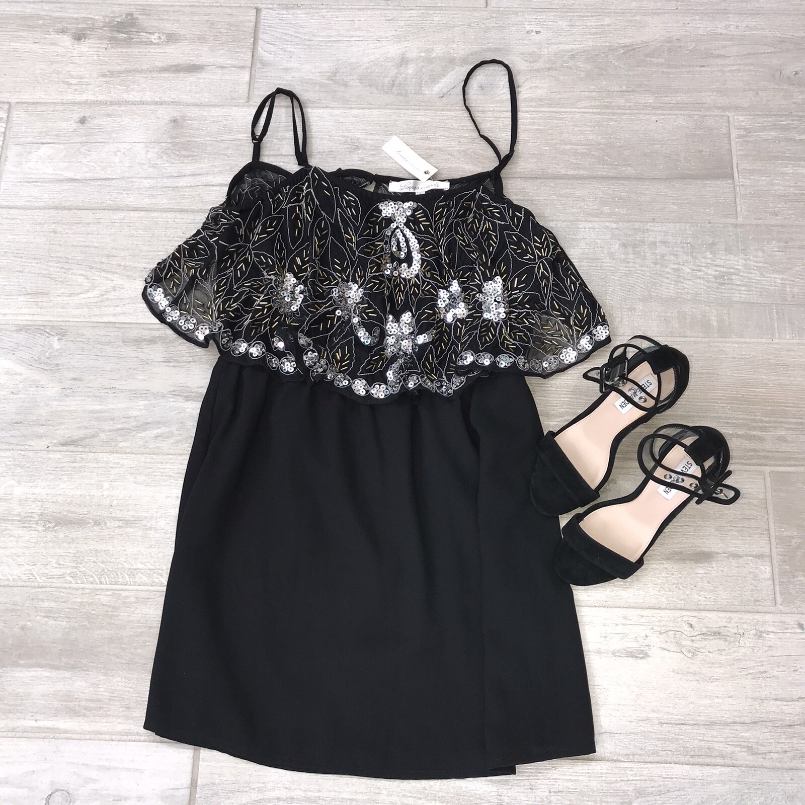 Lovers + Friends Sequin Sunkissed Dress in Black NWT
