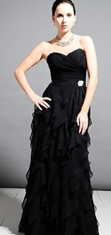 Nwt Saison Blanche Couture Tiered Ruffle Strapless Jeweled Evening Dress Sz 8