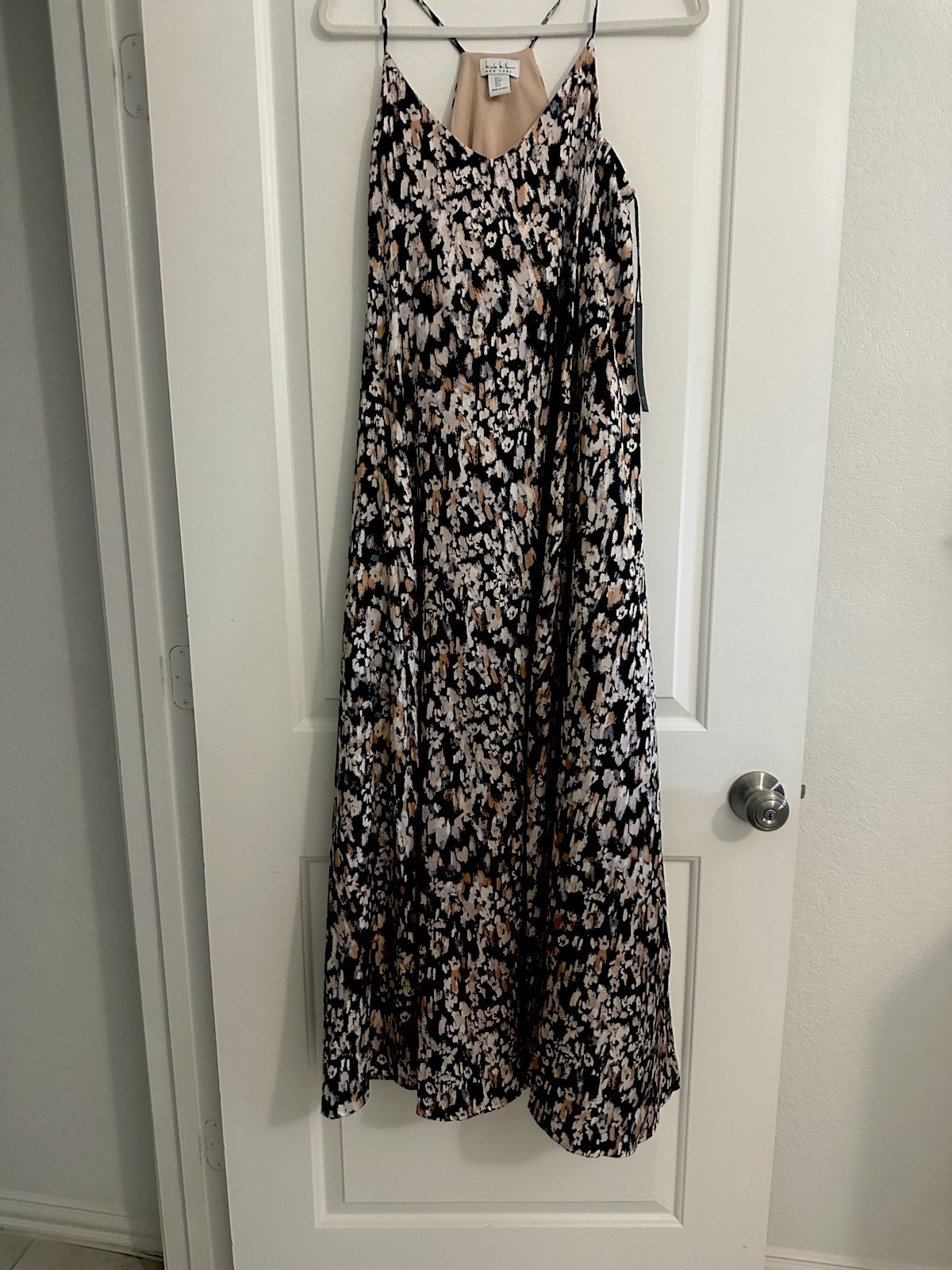 Nicole Miller New York Abstract Print Maxi Slip Dress With Pockets Size S
