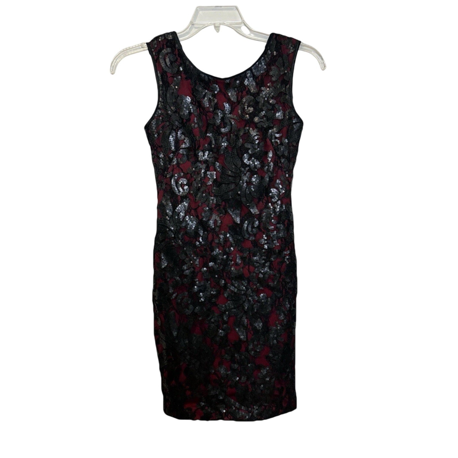 NWT Cache Size 0 Dark Romantic Glam Party Dress Red Black Mesh & Sequins