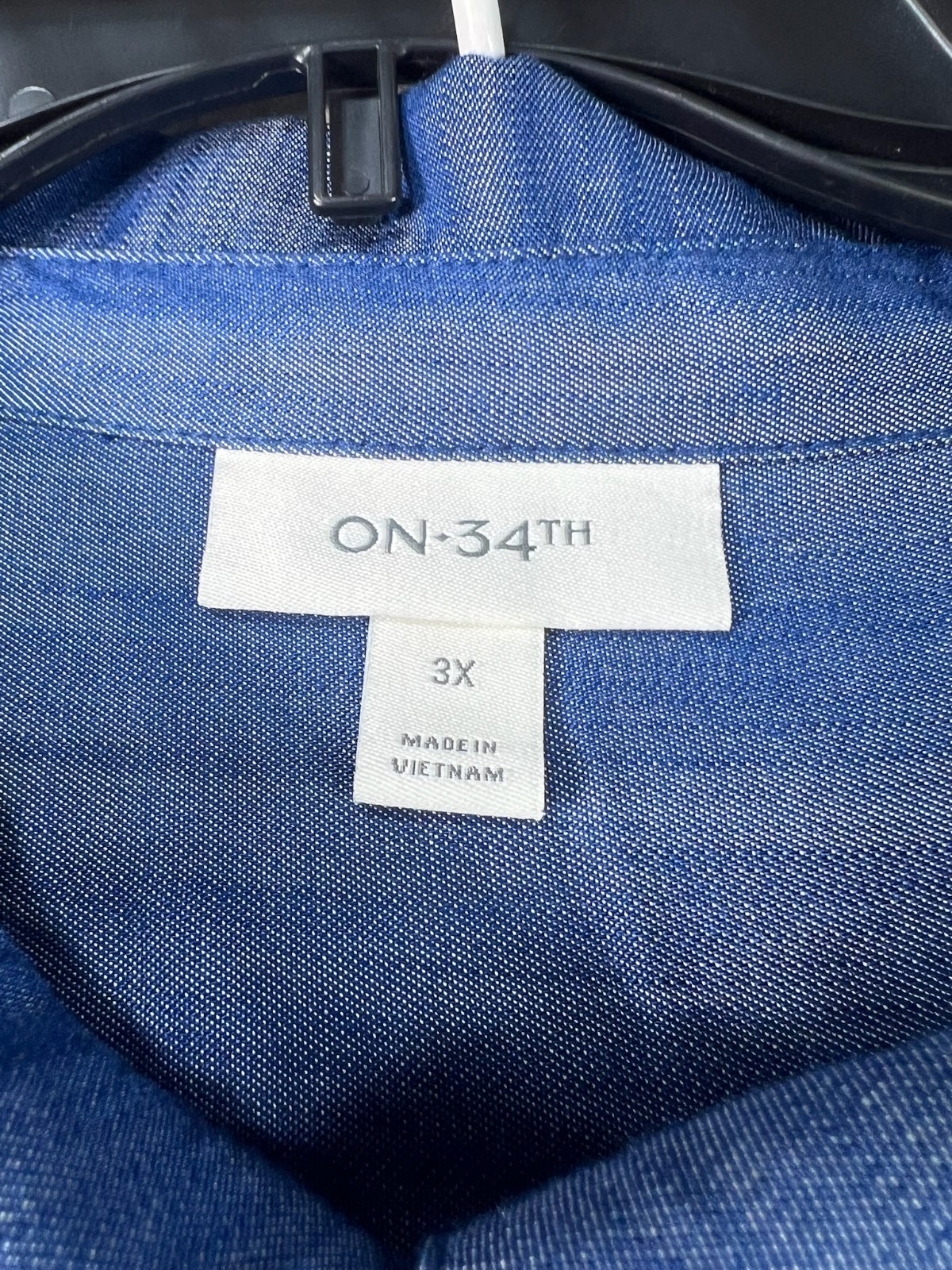 On 34th Shirt Dress Plus Size 3X Blue Chambray Belted Pockets New