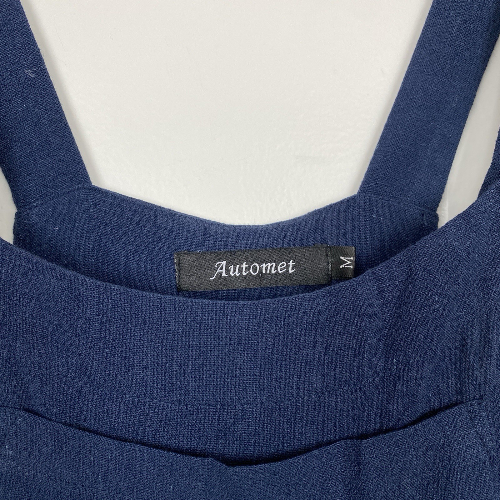 Automet Overalls Shortalls Women’s Size Medium Linen Blend Romper Jumpsuit Blue