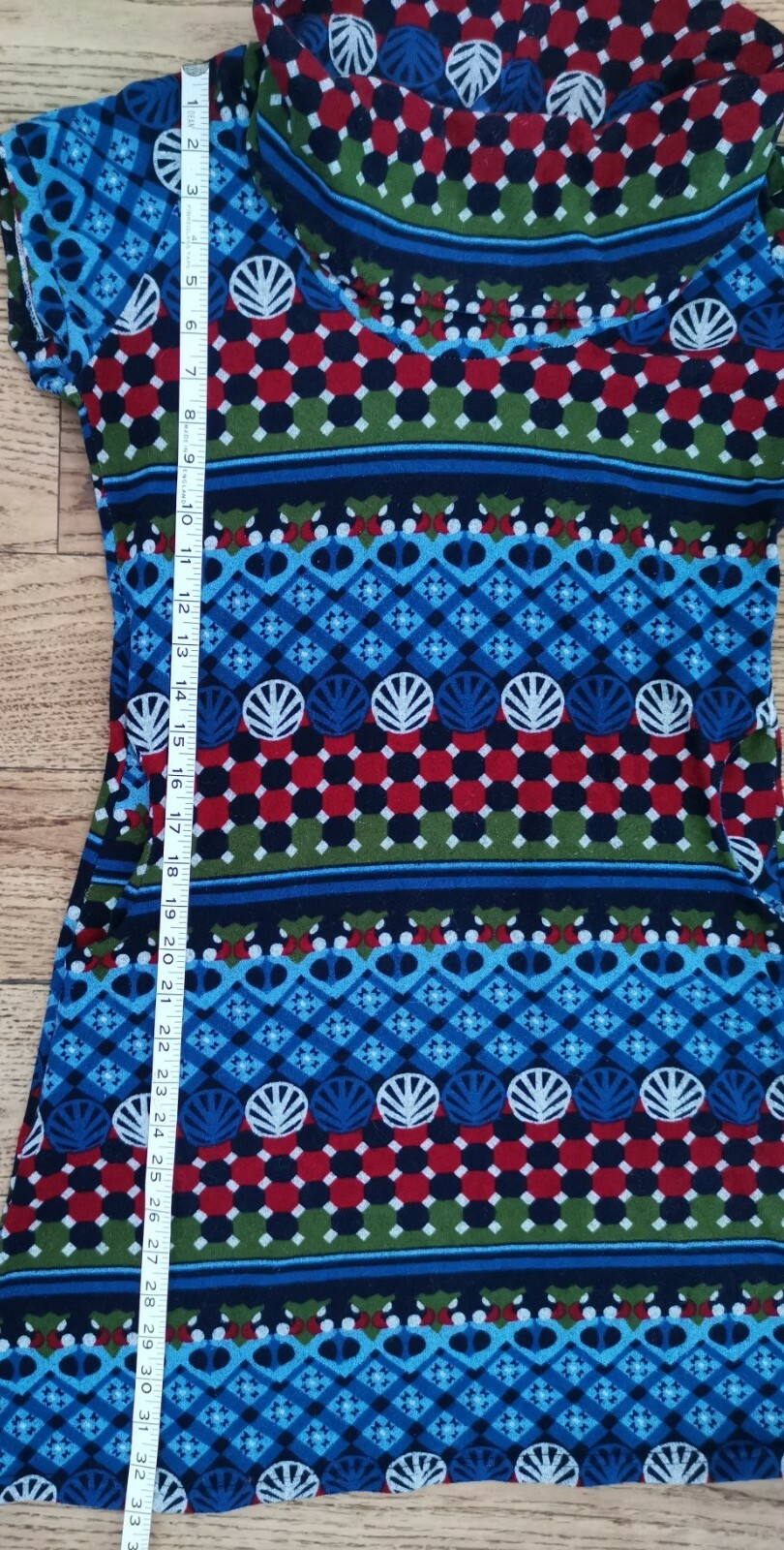 💙Ladies Blue Khaki Red PATTERN MICROFLEECE DRESS with COWL NECK UK Size 10-12💙