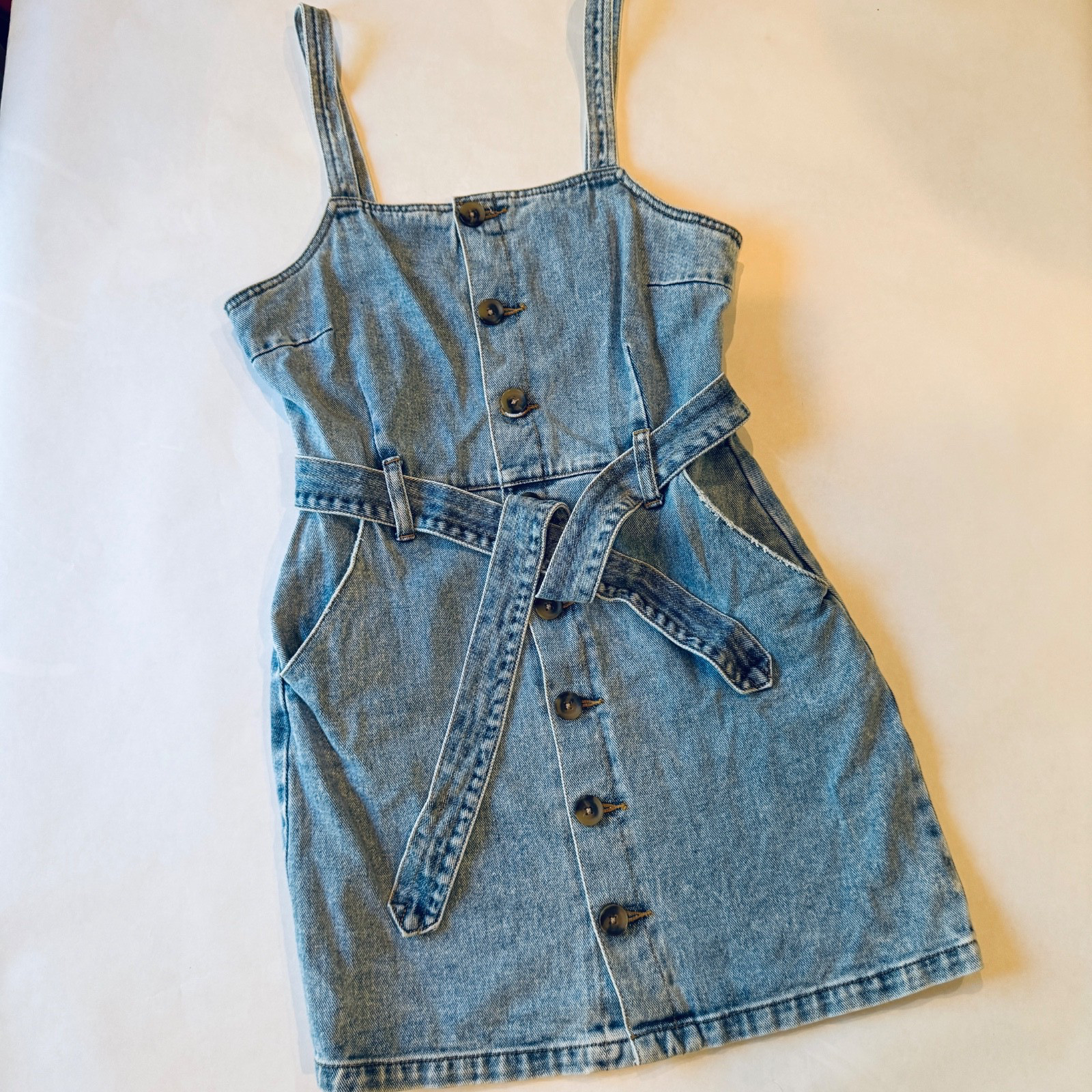 Pacsun Denim VTG Sun Dress Small Belt Buttons