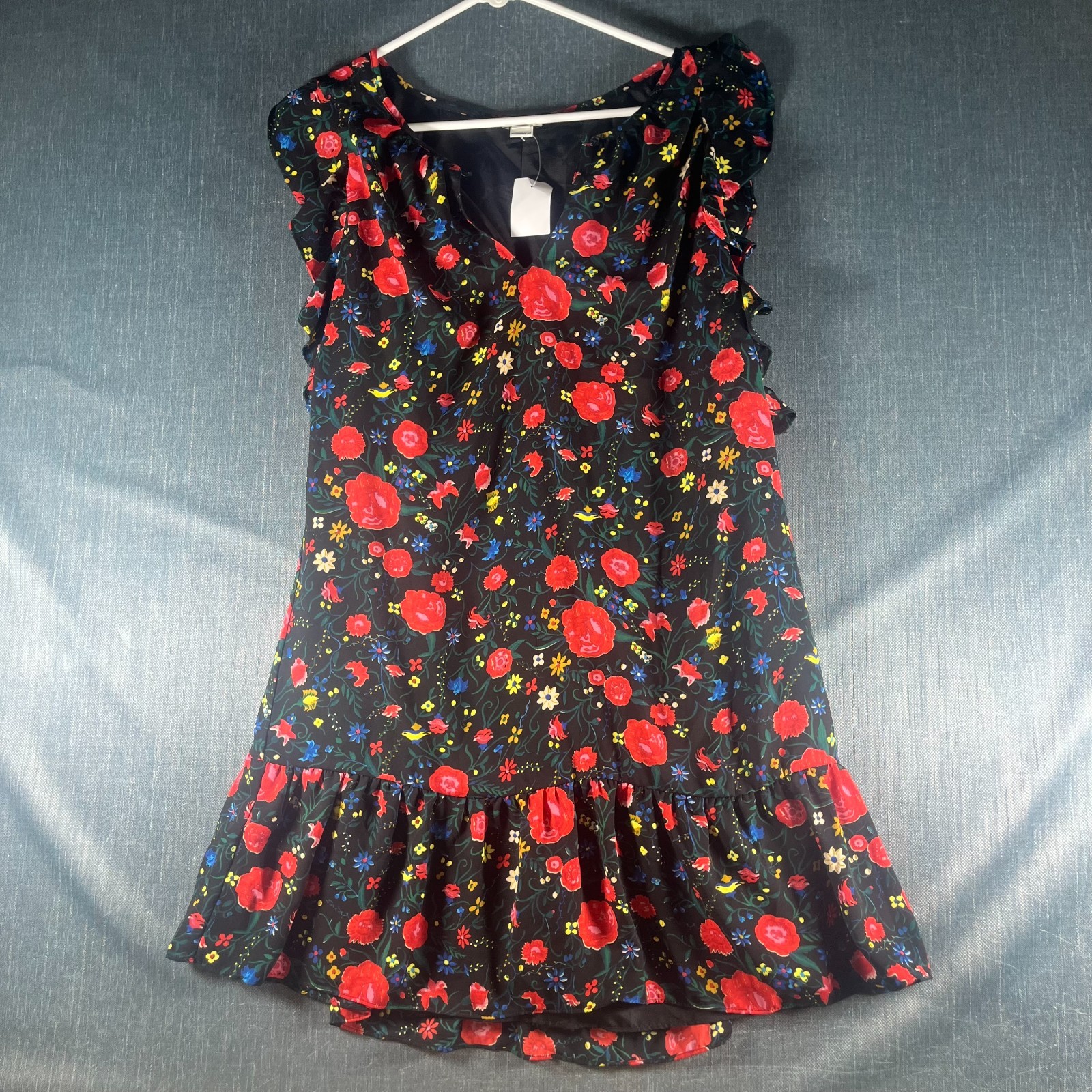 J.Crew Womens Flutter Dress Size S Multicolor Printed Keyhole Neck Peplum Hem