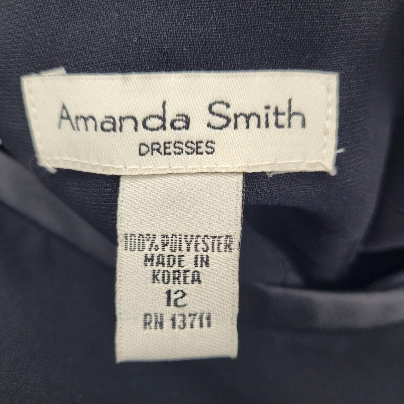 Amanda Smith Dress Lined Black Sheath Knee Length Lattice Back Women’s Size 12