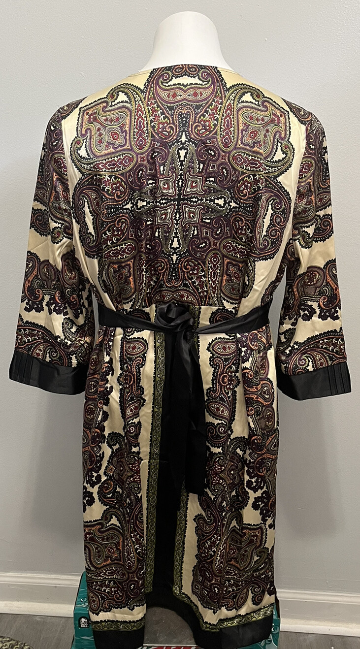 YASB Womens Size XS Asian Theme Paisley Print Dress Tie Waist