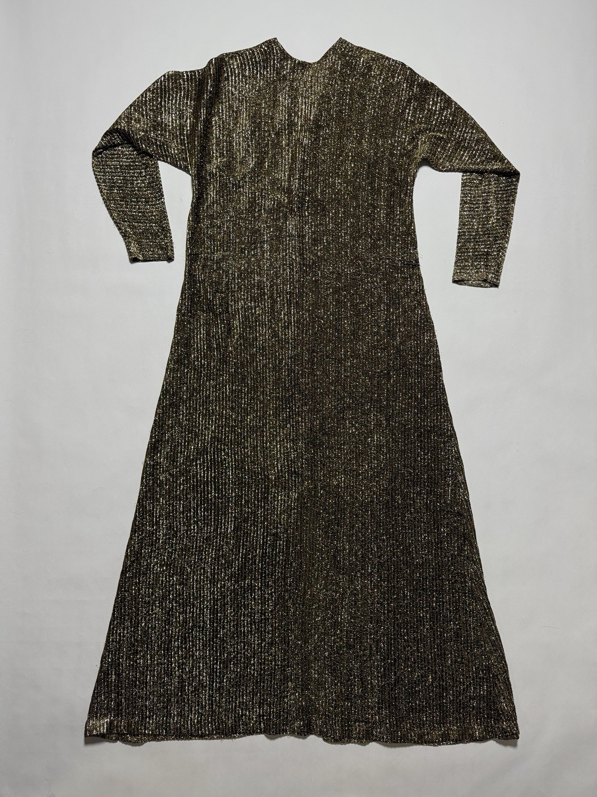 Halston IV 1980s Dorian Black Metallic Gold Lame Maxi Full Length Caftan Kaftan