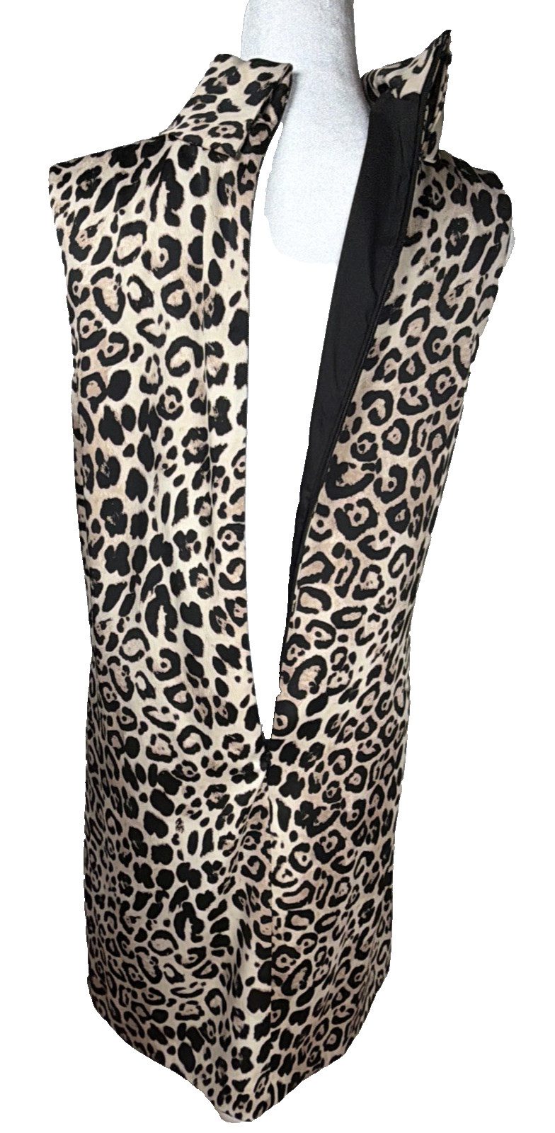 ALEX MARIE Leopard Print Sleeveless Funnel-Neck Invisible Zipper Dress Size 8