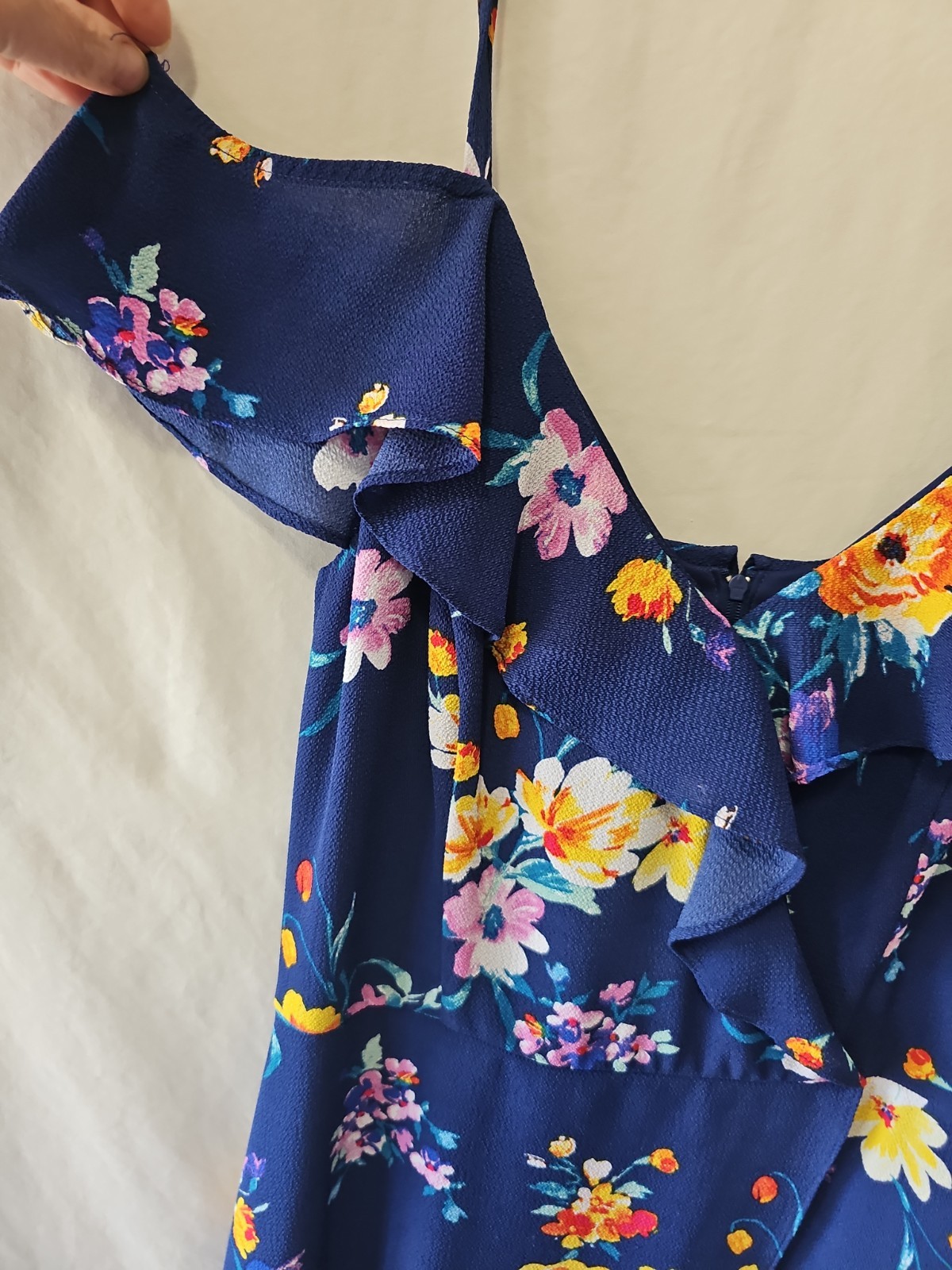 By & By Floral Print Bubble Crepe Hi-Low Summer Off The Shoulder Dress Sz 9