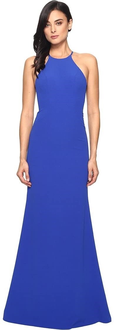Faviana 241353 Womens Crepe Halter Maxi A-Line Dress Sleeveless Royal Size 14