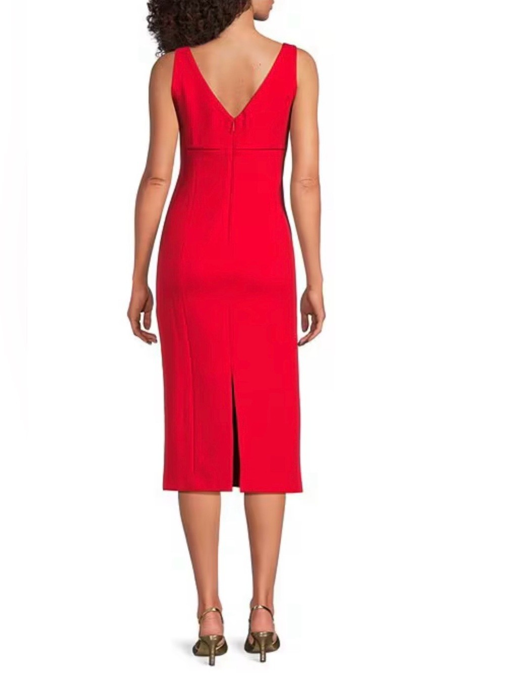 Spanx Sleeveless V-Neckline Ponte Midi Dress NWT Red Size M $178