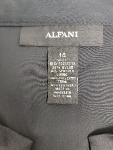 Alfani Black Sleeveless Zip Down Front Mid Length Size 14 Spanex Polyester Nylon