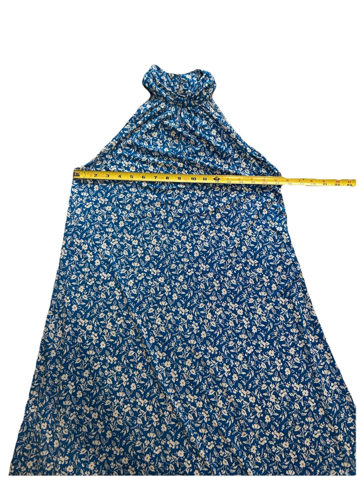 MSK Blue & White Floral Patterned Halter Neckline Dress Sz S NWT