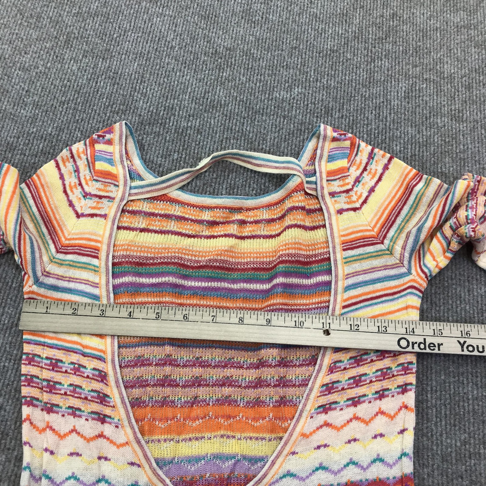 Torn By Ronny Kobo Dress Womens Medium Multicolor Knit Stripe Scoop Back