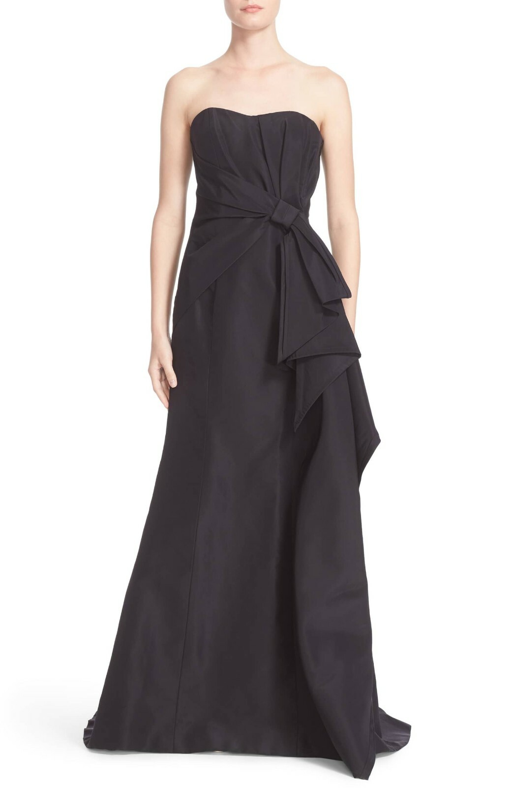 CAROLINA HERRERA Black Lavish Bow Sweetheart Strapless Silk Faille Gown Dress 10