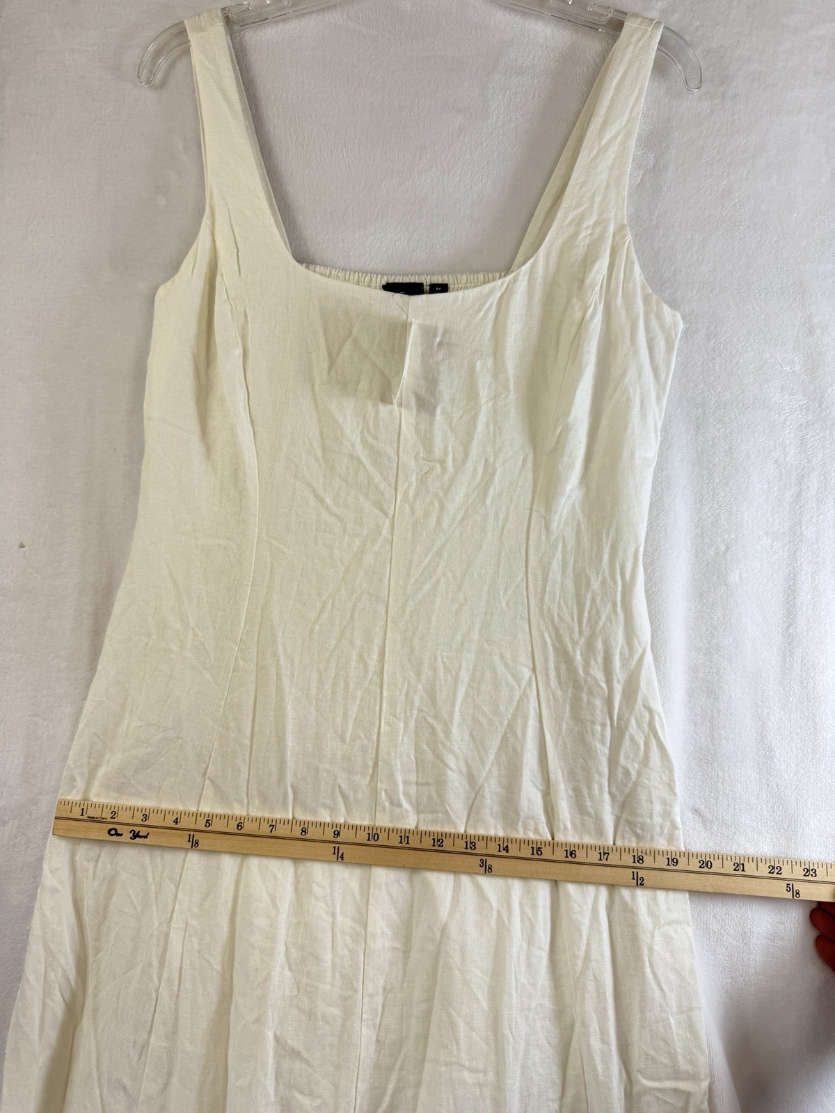 Gap Linen Blend Maxi Dress Medium Women Ivory Sleeveless Fit & Flare Long New