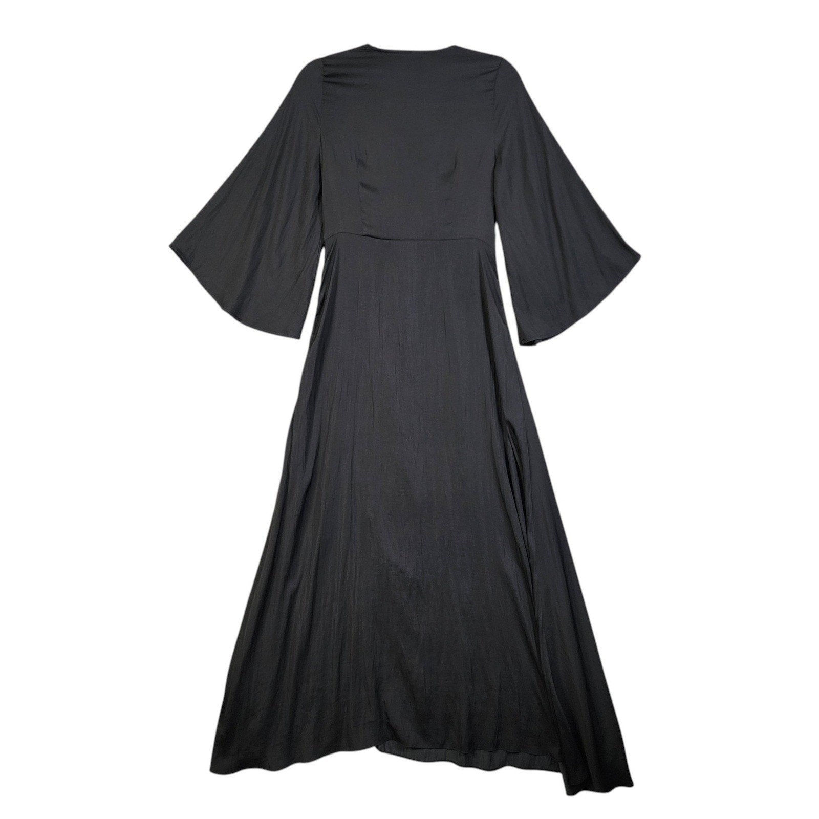 Grade & Gather Womens Black Twist Front Satin Maxi Dress Size Small Side Slit