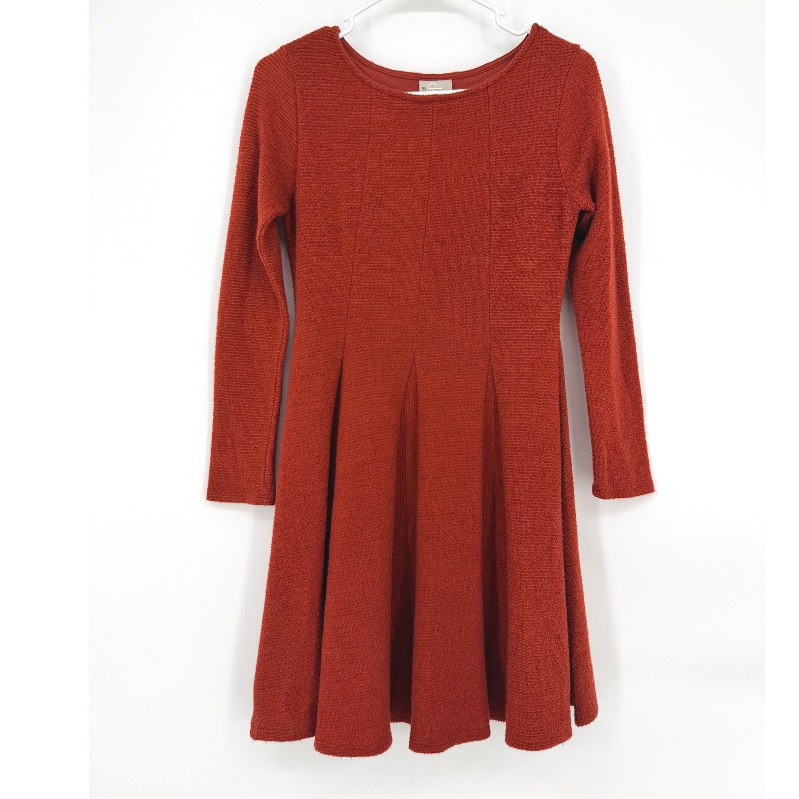 Dolan Left Coast Collection Rust Ribbed Fit and Flare Dress Petite XS