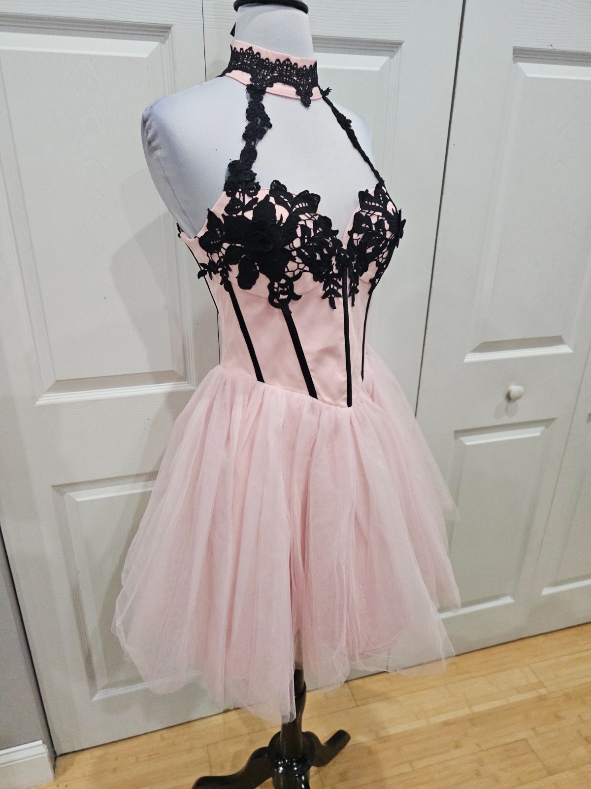 Dolls Kill Unholy Pastel Goth Pink Black Lace The Night Of Corset Tutu Dress S