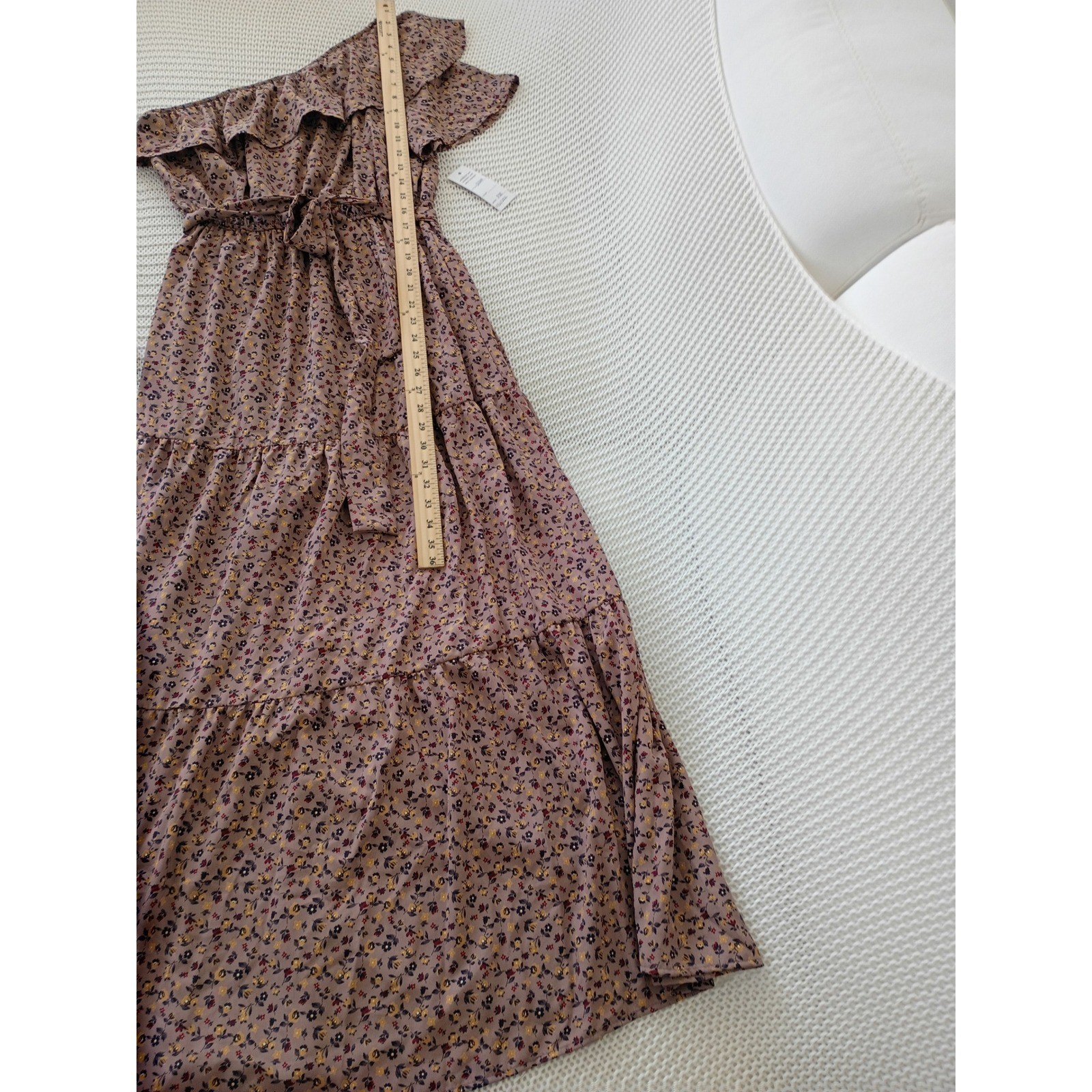 NWT Andrée by Unit Coquette Floral One Shoulder Maxi Dress Tiered Ruffle S/M